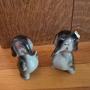 Mid Century Ceramic Anthropomorphic Elephant Salt & Pepper Shakers